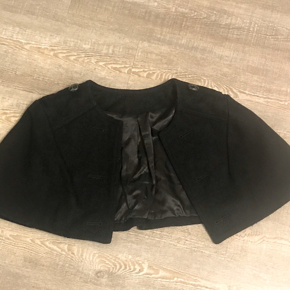 Girls Black Wool Cape - Size 4-5